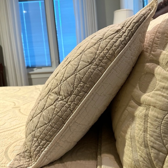 Pair of 26”X20” Cream / Tan / Taupe Neutral Bed Sham Removable Button Covers - Picture 7 of 9